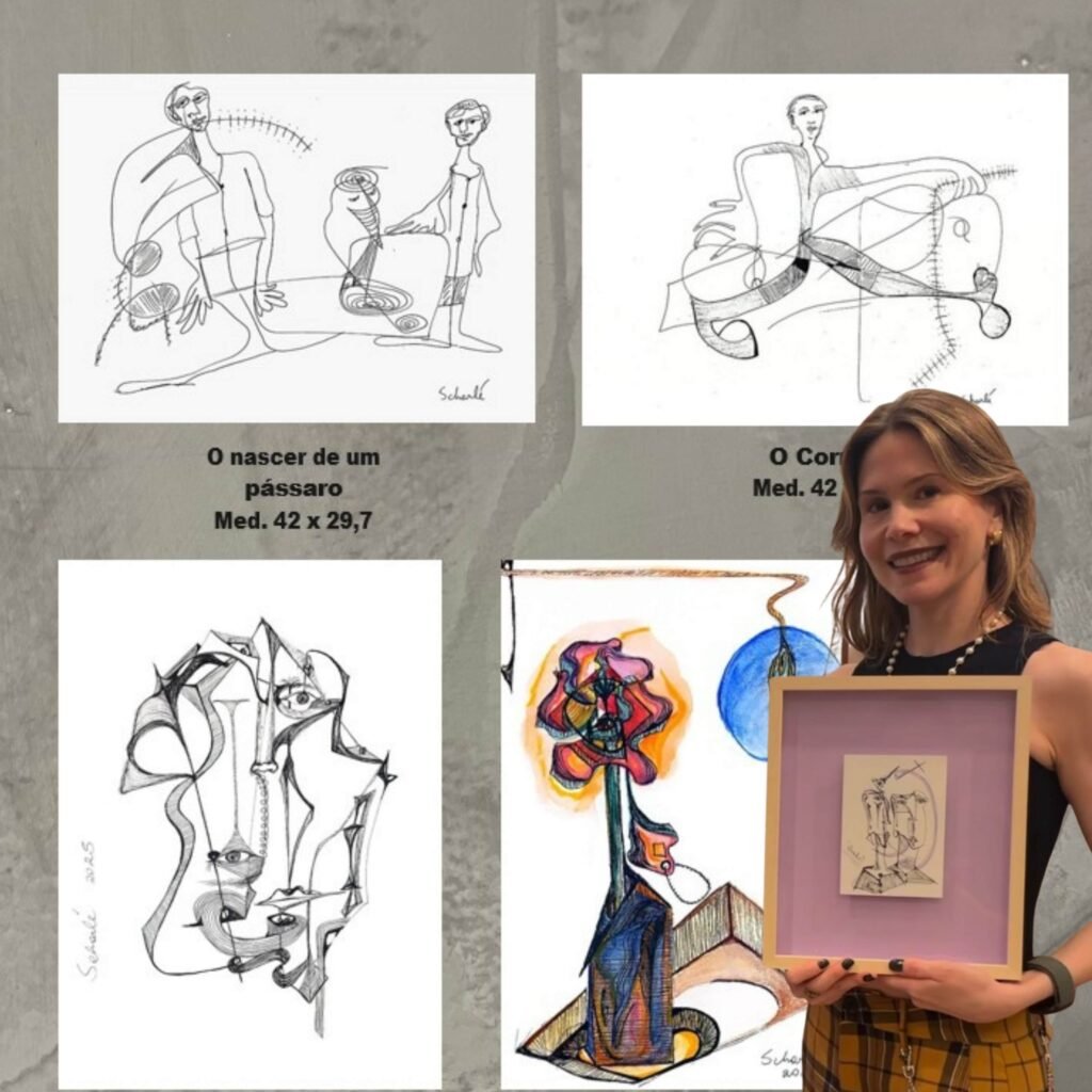 Jornal Horizonte mostra a foto da artista plástica Joanna Joanna Scharlè com várias obras de arte
